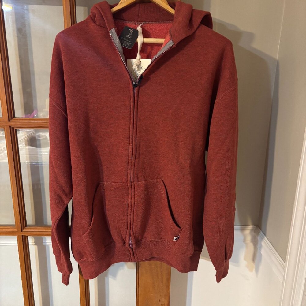 Urban Renewal Vintage Zip-Up Hoodie Sweatshirt - Orange Rust Size Large